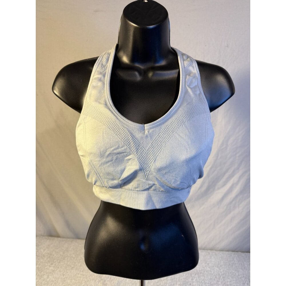 Sports Bra Top Gray Removeable Pads Women’s Racerback Gym Workout Size Large L